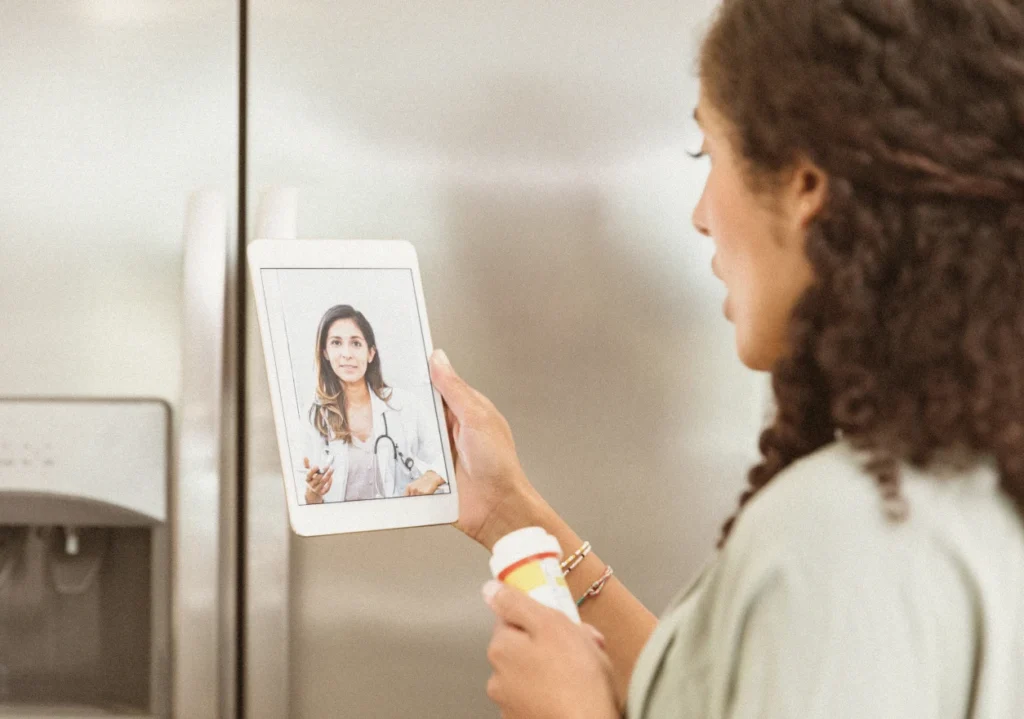 Woman looking at picture